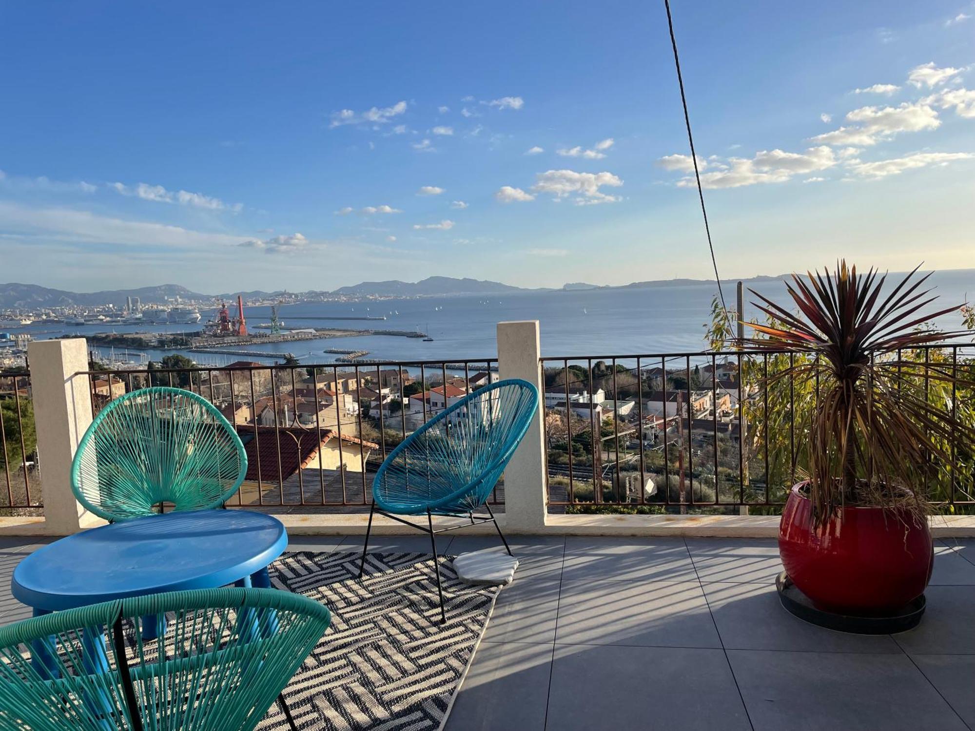 Superbe Terrasse Avec Vue Panoramique Sur La Mer مارسيليا المظهر الخارجي الصورة