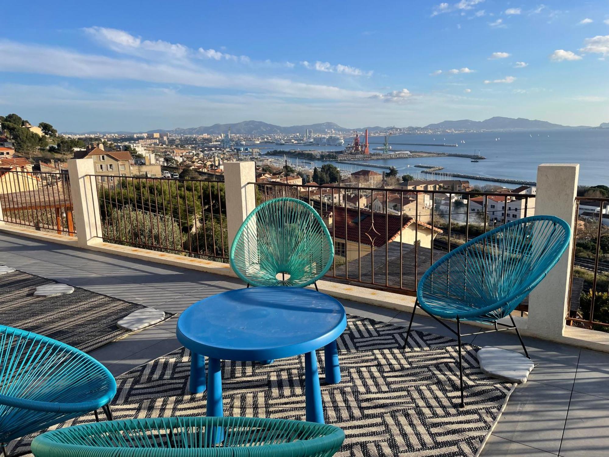 Superbe Terrasse Avec Vue Panoramique Sur La Mer مارسيليا المظهر الخارجي الصورة
